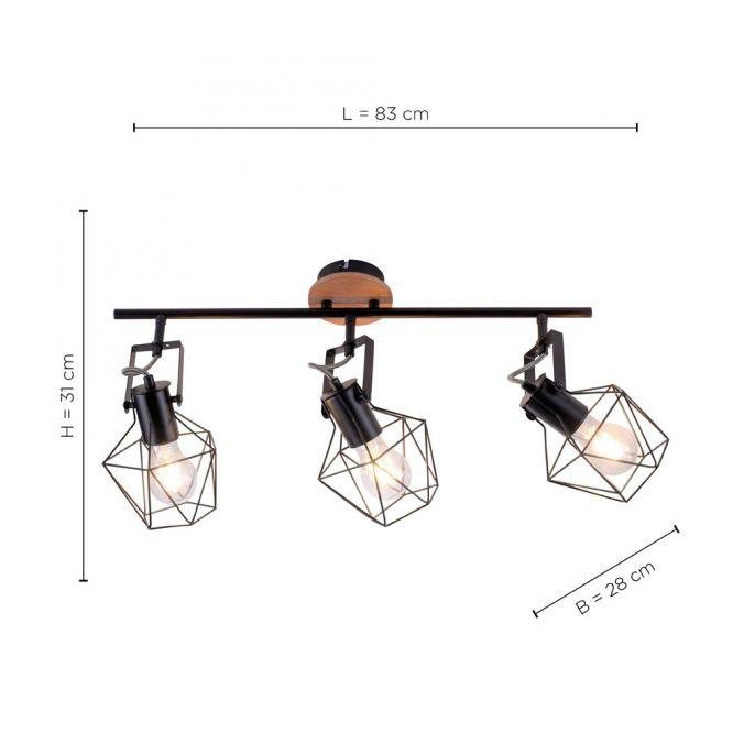 LD 15673-78 JARO Stropní svítidlo ze dřeva a kovu v moderním vintage stylu s nastavitelnými spoty - LEUCHTEN DIREKT / JUST LIGHT (obrázek 4)