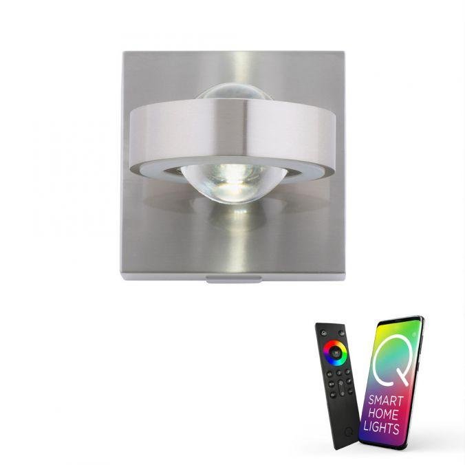 PN 9185-55 Q-MIA LED nástěnné svítidlo v barvě oceli s nastavitelnou barvou světla Smart Home ZigBee RGB+3000-5000K - PAUL NEUHAUS