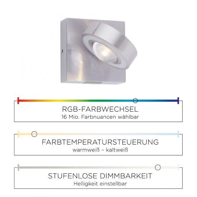PN 9185-55 Q-MIA LED nástěnné svítidlo v barvě oceli s nastavitelnou barvou světla Smart Home ZigBee RGB+3000-5000K - PAUL NEUHAUS (obrázek 5)