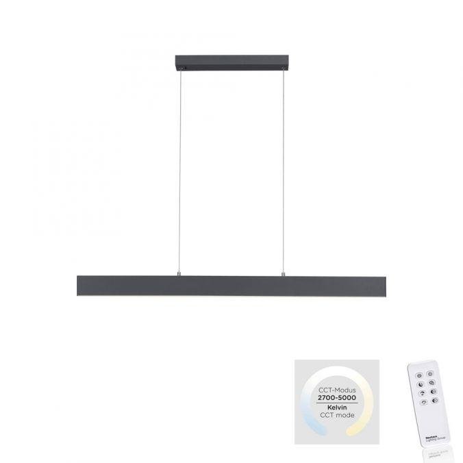 LD 11548-13 NILA LED závěsné svítidlo v barvě antracitu, lineární design s nastavitelnou výškou a barvou světla 2700-5000K - LEUCHTEN DIREKT / JUST LIGHT