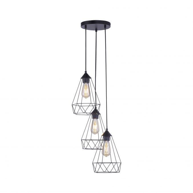 Levně LD 15890-18 SKELETTON Závěsné svítidlo v černé barvě se třemi závěsy v moderním retro stylu - LEUCHTEN DIREKT / JUST LIGHT