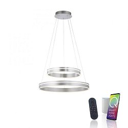 Obrázek pro produkt Q-VITO LED závěsné svítidlo v barvě oceli s nastavitelnou barvou světla a ovladačem Smart Home ZigBee 2700-5000K - PAUL NEUHAUS
