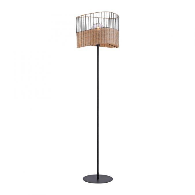 LD 11151-79 REED Stojací svítidlo z kovu a dřeva v rustikálním vintage designu - LEUCHTEN DIREKT / JUST LIGHT