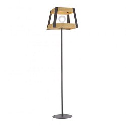 Obrázek pro produkt CRATE Stojací svítidlo ze dřeva a černého lakovaného železa v rustikálním vintage stylu - LEUCHTEN DIREKT / JUST LIGHT