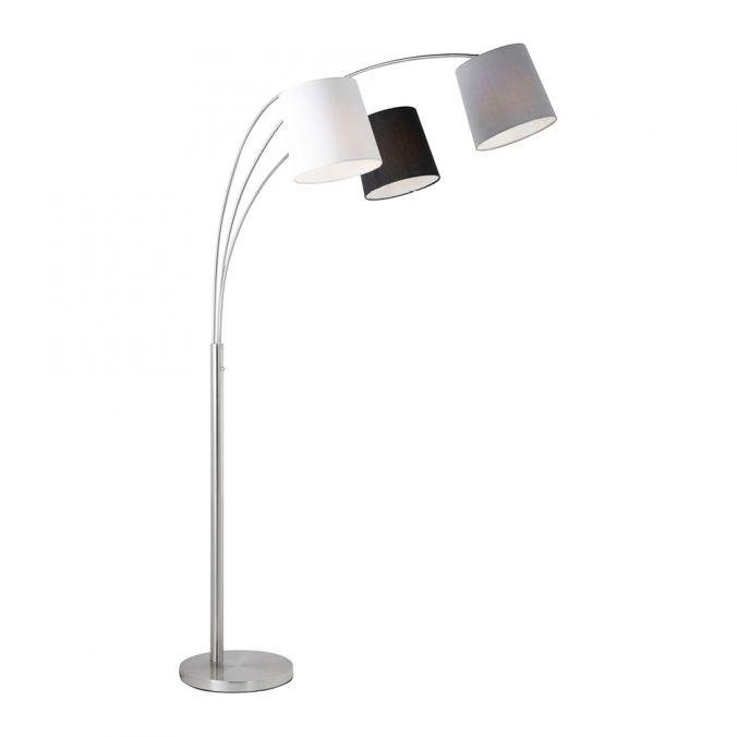 Levně LD 15461-55 MELVIN Stojací svítidlo v barvě oceli s tříbarevným látkovým stínítkem v moderním designu - LEUCHTEN DIREKT / JUST LIGHT