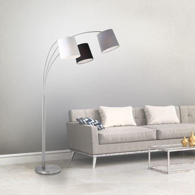 LD 15461-55 MELVIN Stojací svítidlo v barvě oceli s tříbarevným látkovým stínítkem v moderním designu - LEUCHTEN DIREKT / JUST LIGHT (obrázek 2)