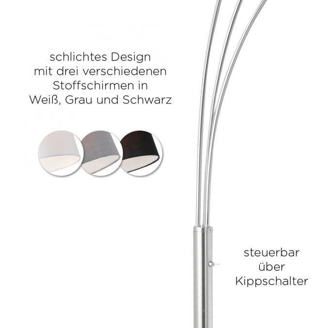 LD 15461-55 MELVIN Stojací svítidlo v barvě oceli s tříbarevným látkovým stínítkem v moderním designu - LEUCHTEN DIREKT / JUST LIGHT (obrázek 3)