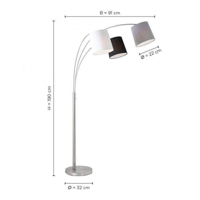 LD 15461-55 MELVIN Stojací svítidlo v barvě oceli s tříbarevným látkovým stínítkem v moderním designu - LEUCHTEN DIREKT / JUST LIGHT (obrázek 4)