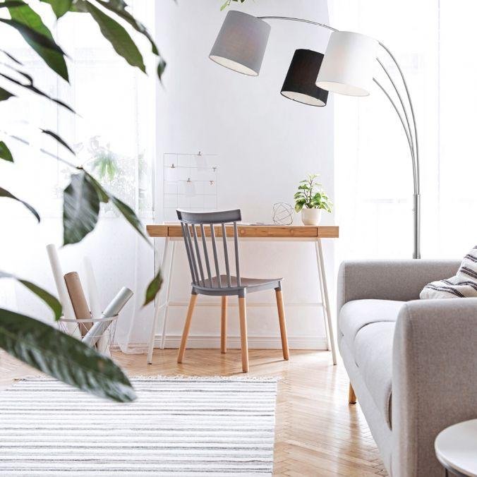 LD 15461-55 MELVIN Stojací svítidlo v barvě oceli s tříbarevným látkovým stínítkem v moderním designu - LEUCHTEN DIREKT / JUST LIGHT (obrázek 5)