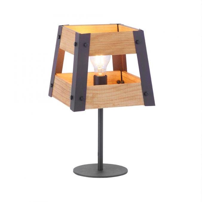 LD 15722-79 CRATE Stolní lampa v rustikálním designu ze dřeva v černé barvě, lakované železo s paticí E27 - LEUCHTEN DIREKT / JUST LIGHT – JUSTLIGHT