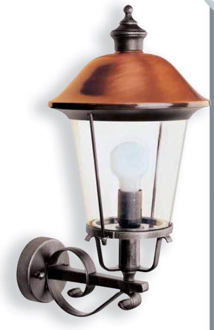 Levně LAN 360A00R Nástěnné venkovní svítidlo Augusta E27, svícení nahoru (měděný vrch+černostříbrné tělo) - LANDA Lighting