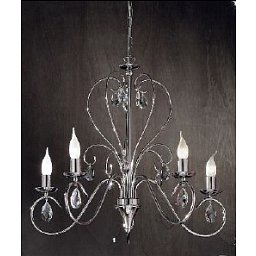 Obrázek pro produkt Závěsné svítidlo 5xE14 chrom/křišťál 1A, průměr 68cm, výška 58 - ORION