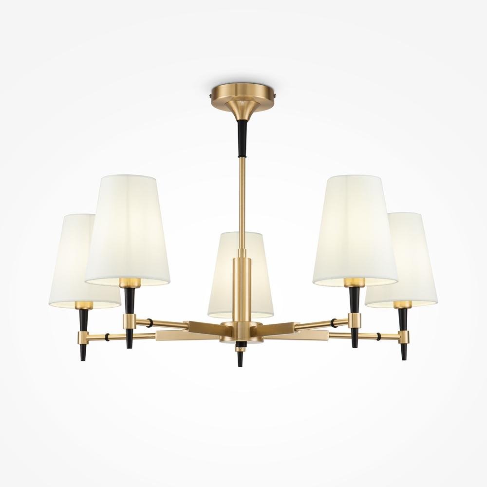 M H001CL-05BS Lustr Zaragoza 5xE14 200W bílá mosaz kov látka - MAYTONI
