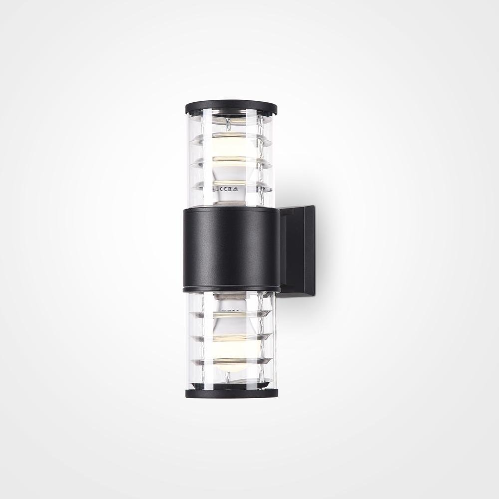 M O576WL-02B Nástěnné svítidlo Bronx 2x60W černá hliník čiré sklo IP54 - MAYTONI