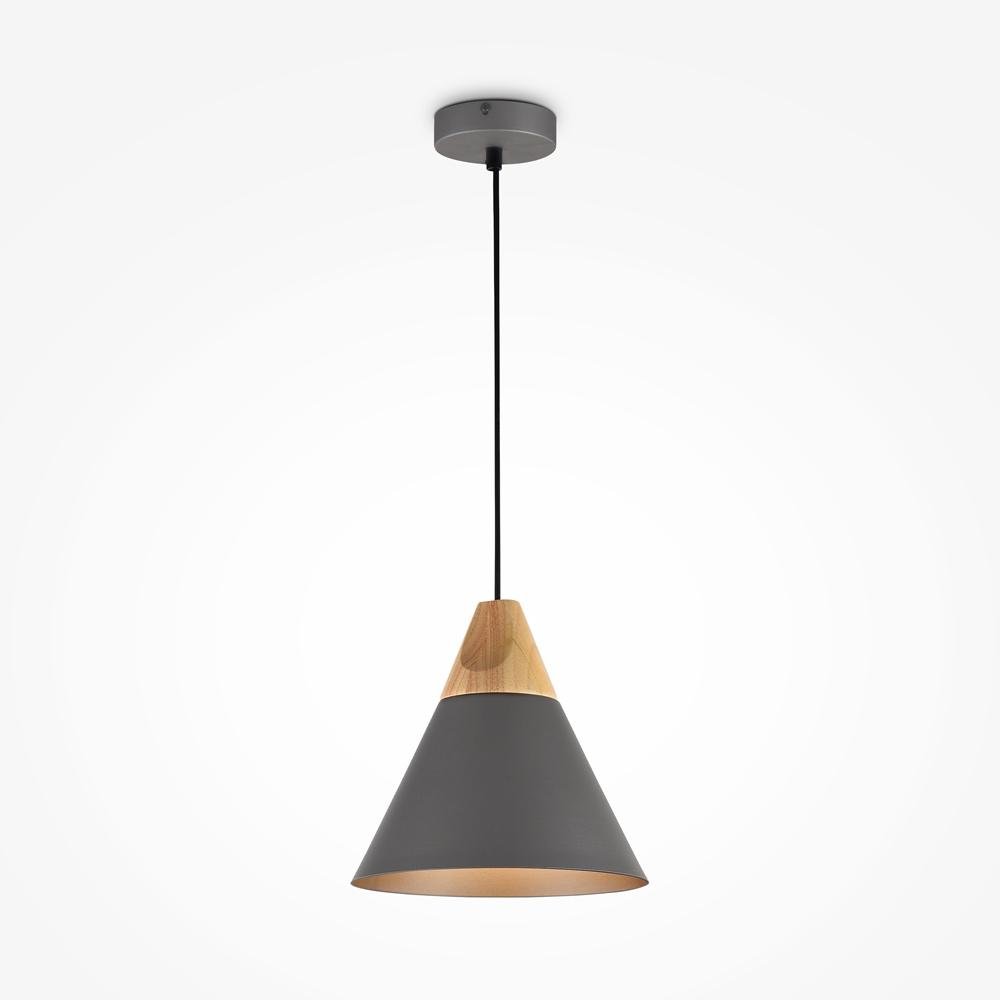 M P359-PL-220-C Závěsné svítidlo Bicones E27 60W šedá kov/dřevo - MAYTONI
