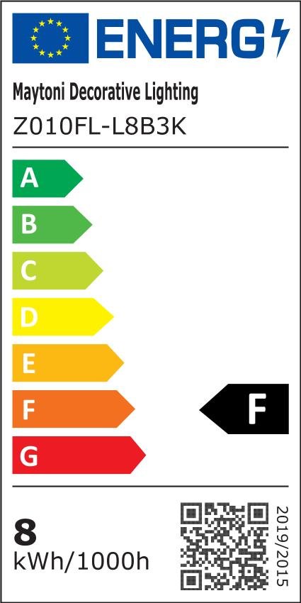 M Z010FL-L8B3K Stojací lampa Estudo 3000K 700lm černý kov LED teplá bílá - MAYTONI (obrázek 2)