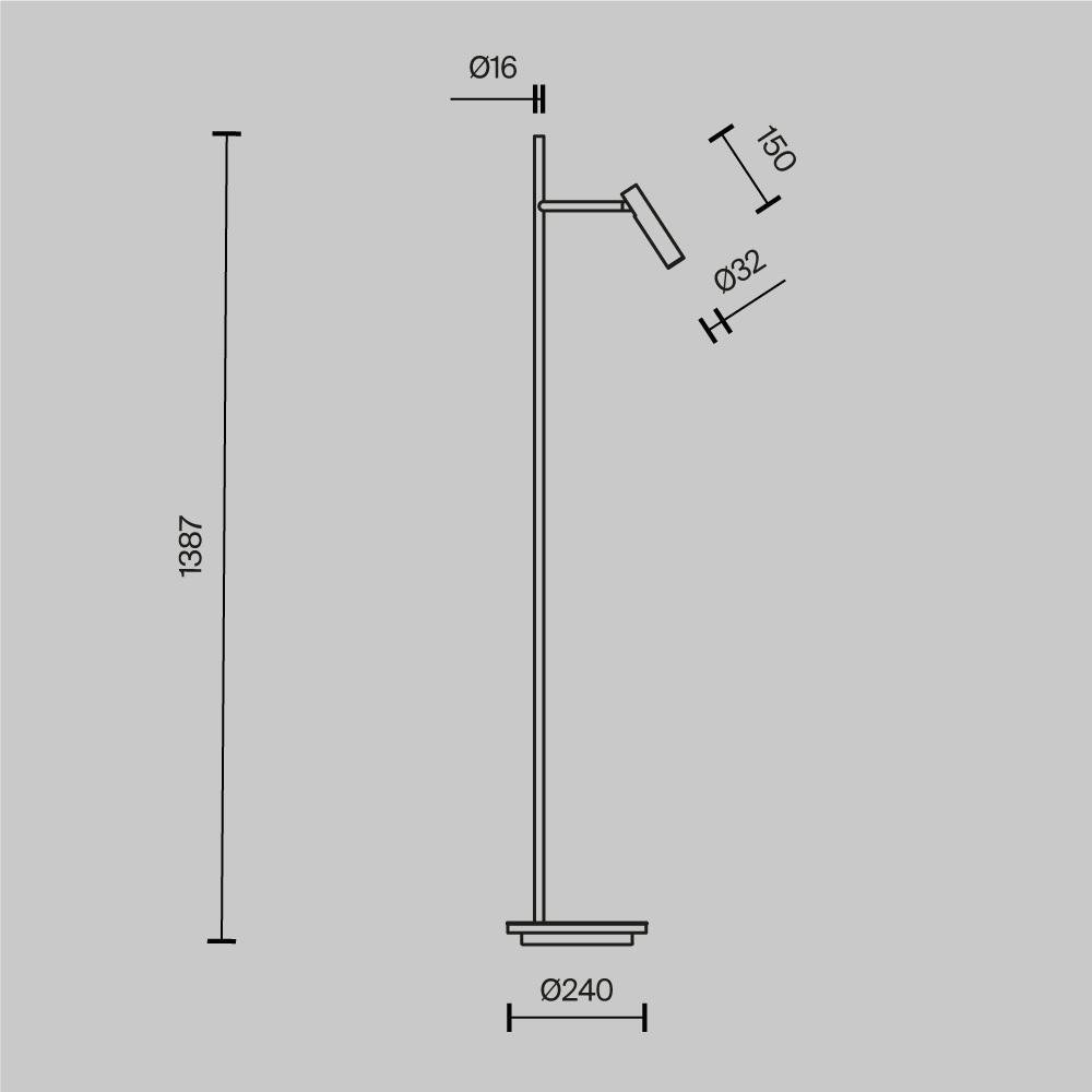 M Z010FL-L8B3K Stojací lampa Estudo 3000K 700lm černý kov LED teplá bílá - MAYTONI (obrázek 9)