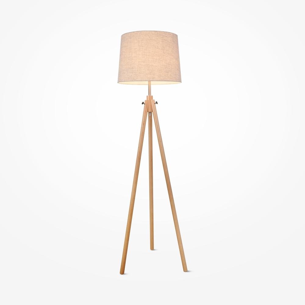 M Z177-FL-01-BR Stojací lampa Calvin E27 60W béžová kov/dřevo/bavlna moderní - MAYTONI