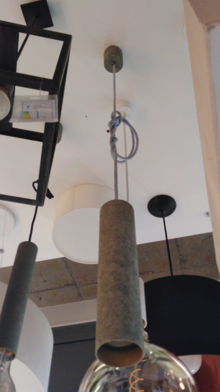 AU SOF.9PIPE6-BET Závěs 1xGU10 válec 30cm v imitaci betonu + textilní kabel šedý - AULIX