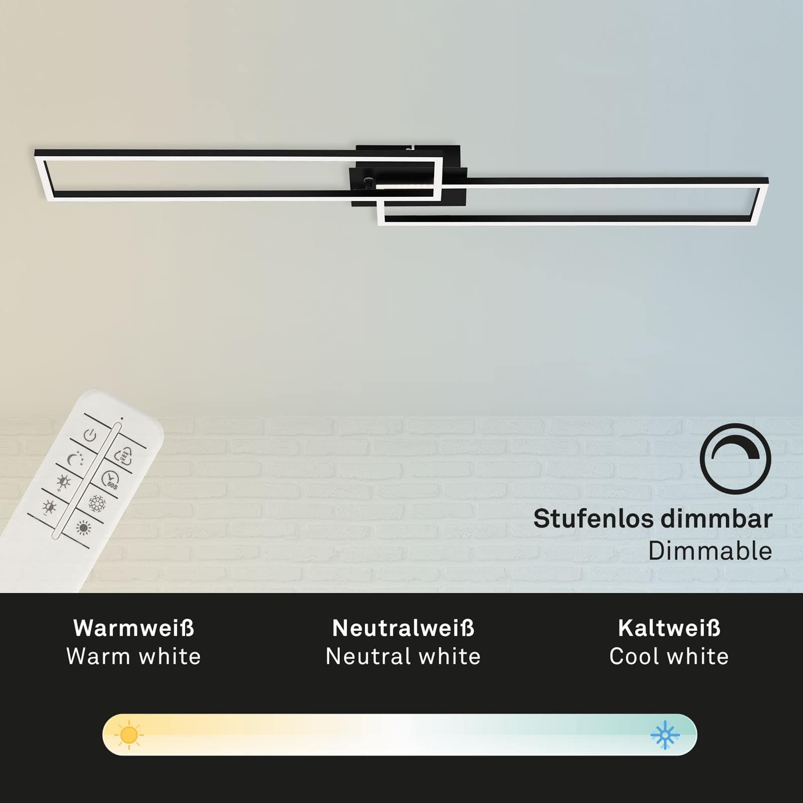 BRILO 3145-015 LED CCT rám 110 cm 2x40W 2200lm černá - BRILO (obrázek 3)