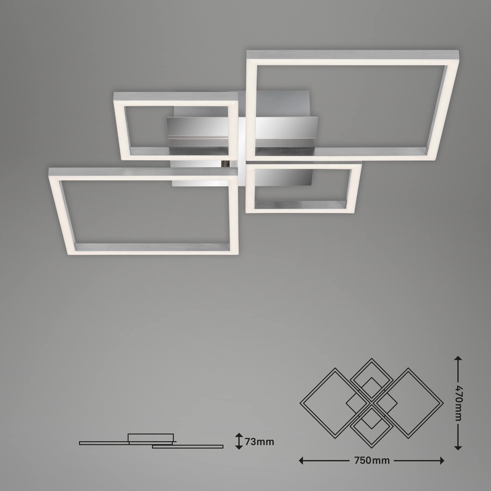 BRILO 3128-018 LED rám 75 cm 2x48W 4000lm chrom - BRILO (obrázek 9)