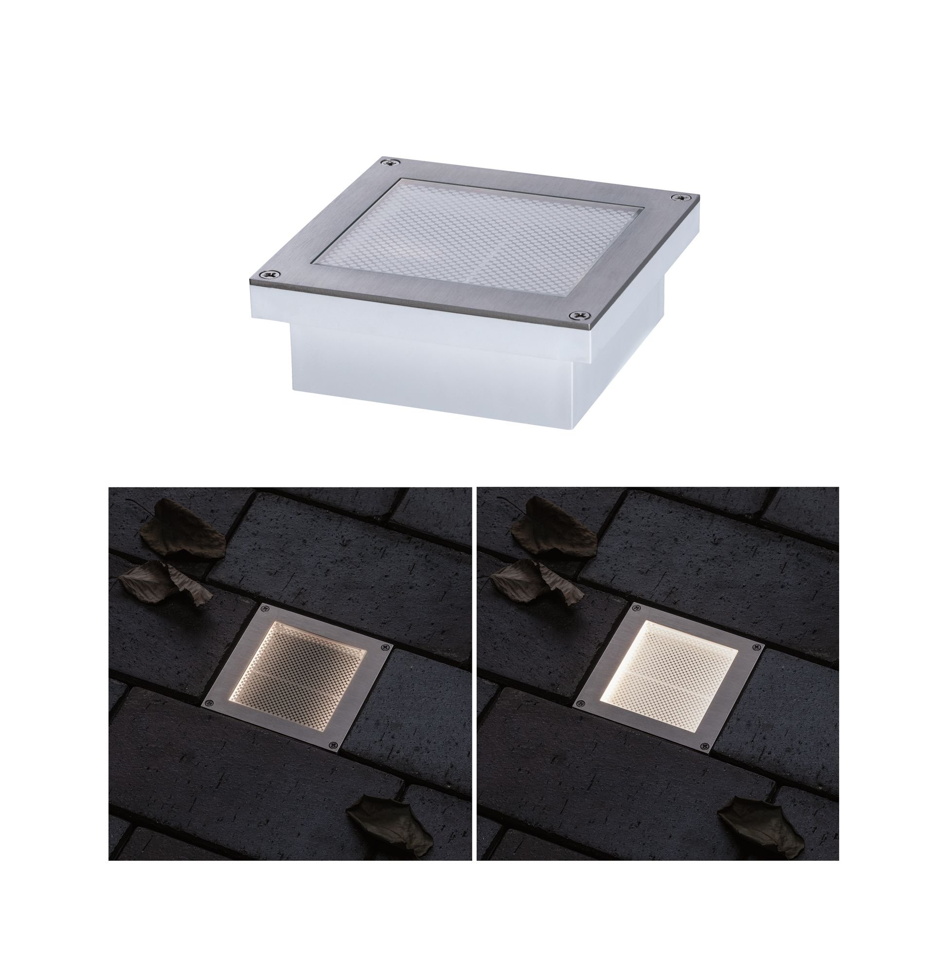 P 94336 Venkovní zemní svítidlo Brick 100 x 100 x 38 mm IP67 0,8W kov/ocel pohybové čidlo - PAULMANN