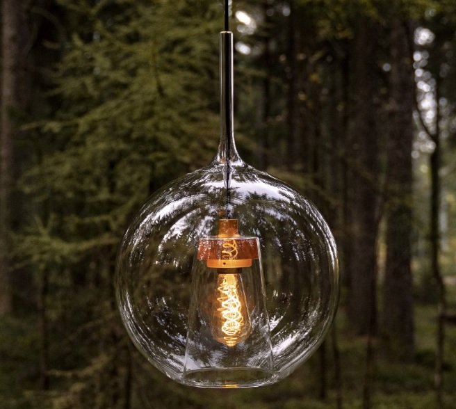 Levně YD EL-S-SPA-E27/CCB Závěsné svítidlo Element Easy Space Sphere Small| bílý lak, černá patice, foukané sklo čiré - YOURDESIGN