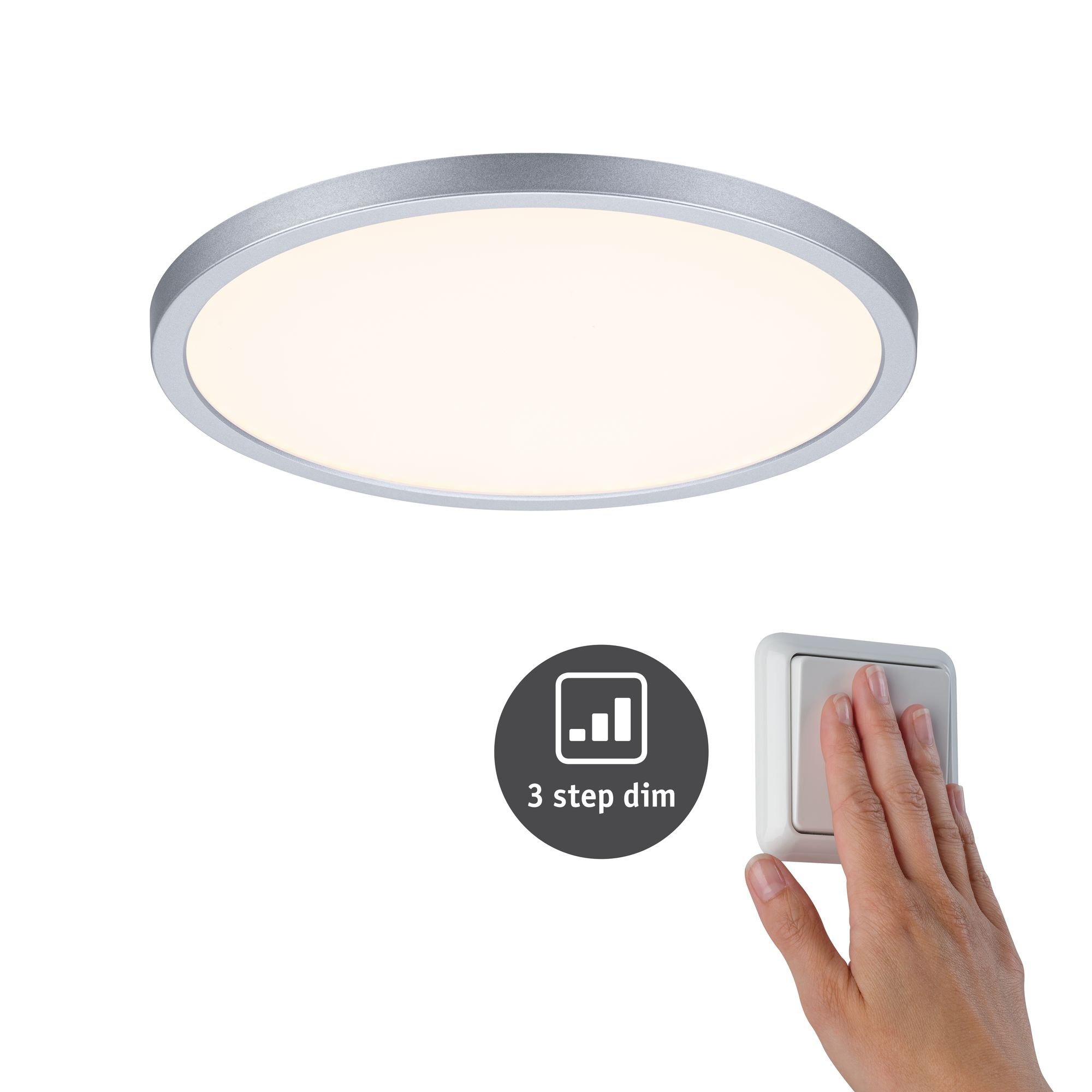 P 93052 LED vestavné svítidlo Areo VariFit IP44 3-krokové-stmívatelné 230mm 16W 3.000K chrom - PAULMANN