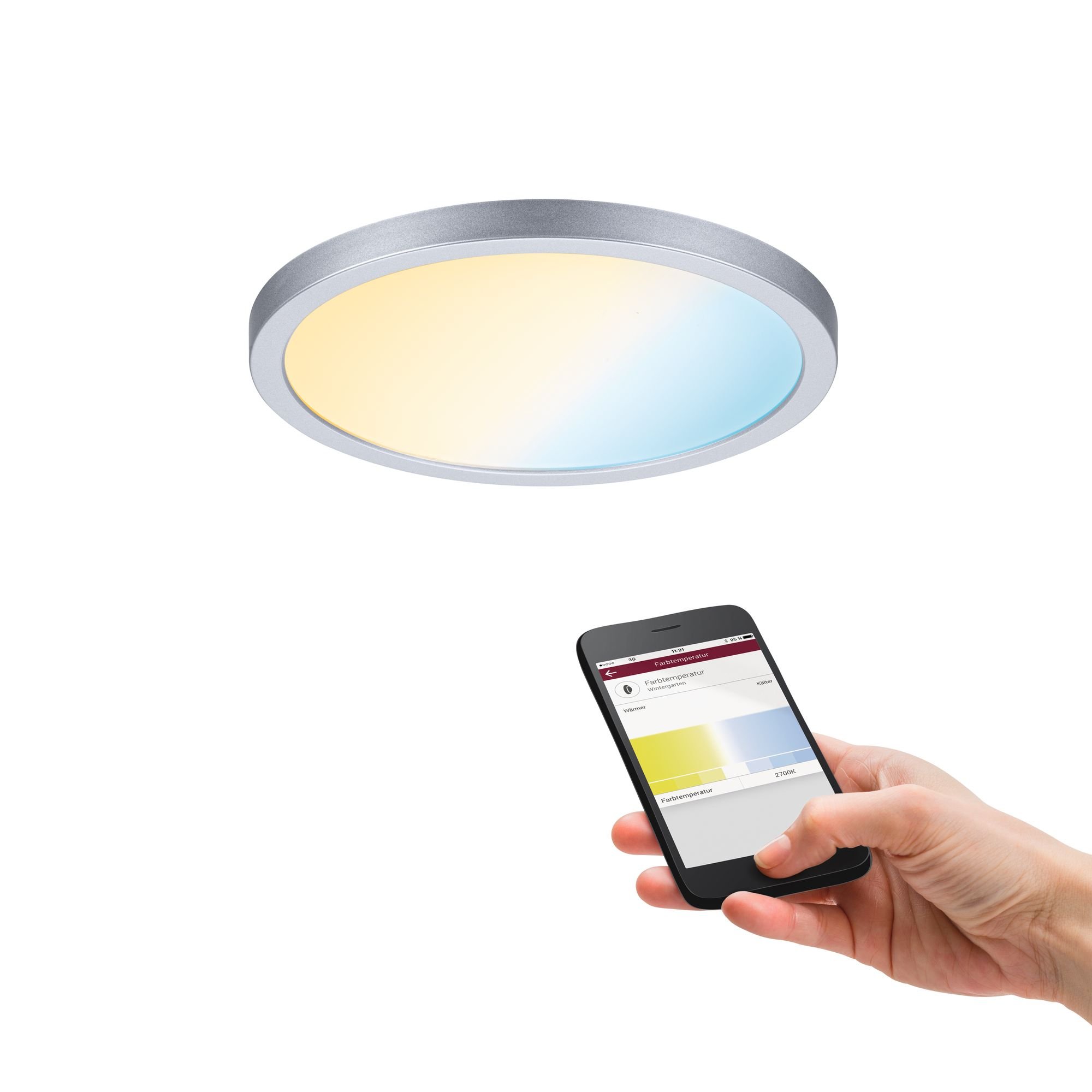 P 93045 Smart Home Zigbee LED vestavné svítidlo Areo VariFit IP44 kruhové 175mm 13W matný chrom měnitelná bílá - PAULMANN