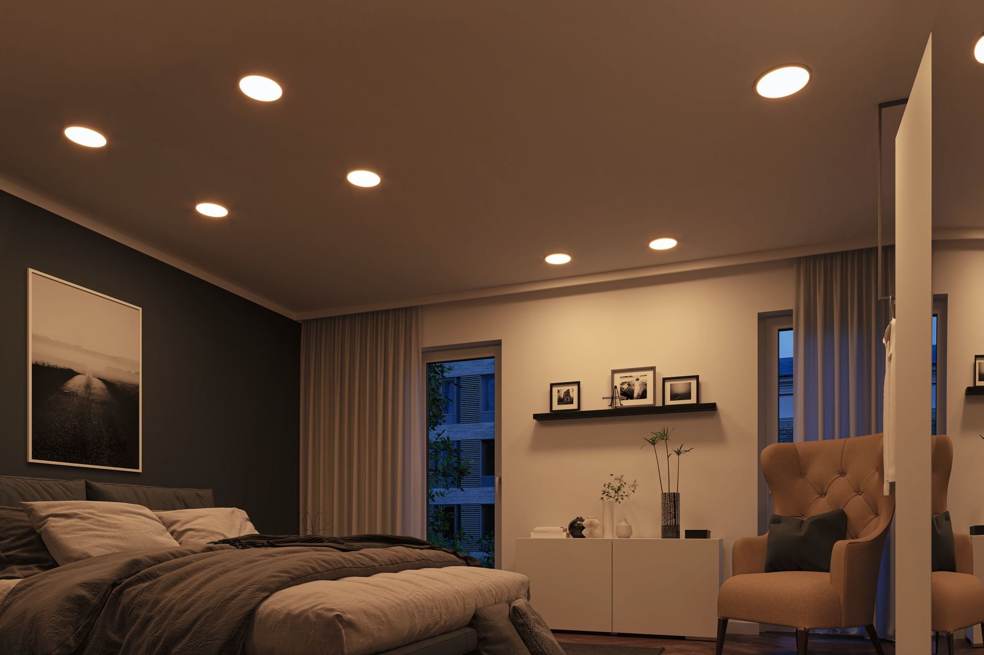 P 93045 Smart Home Zigbee LED vestavné svítidlo Areo VariFit IP44 kruhové 175mm 13W matný chrom měnitelná bílá - PAULMANN (obrázek 5)
