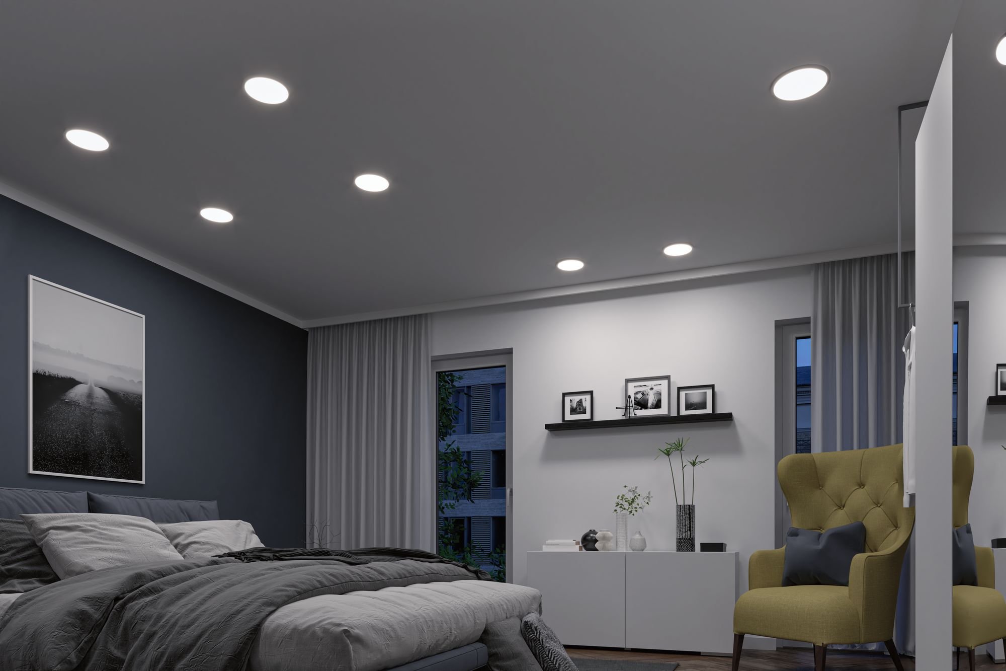 P 93045 Smart Home Zigbee LED vestavné svítidlo Areo VariFit IP44 kruhové 175mm 13W matný chrom měnitelná bílá - PAULMANN (obrázek 6)