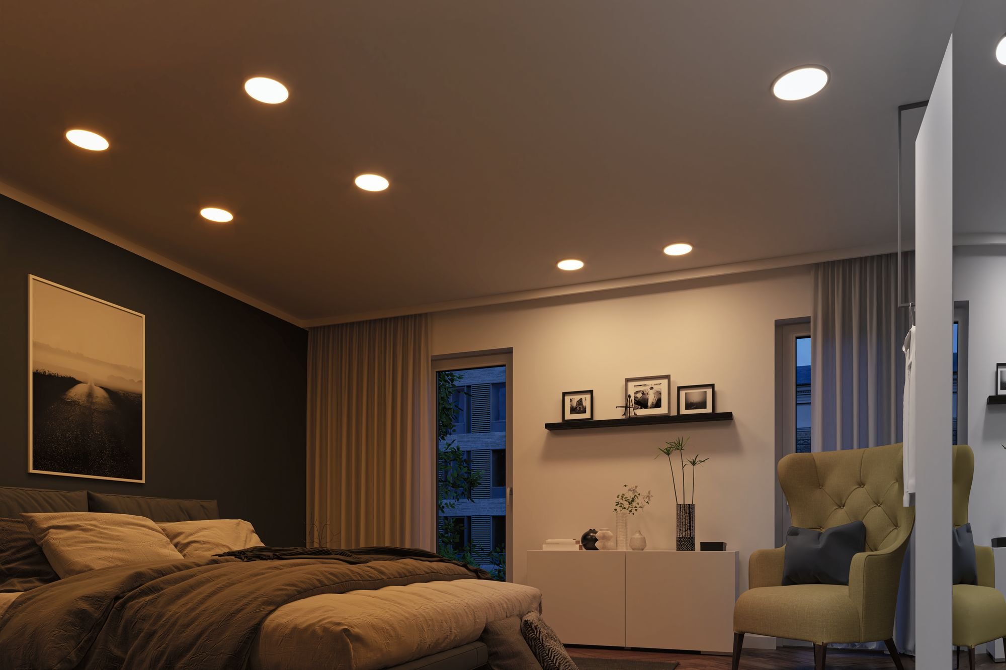 P 93045 Smart Home Zigbee LED vestavné svítidlo Areo VariFit IP44 kruhové 175mm 13W matný chrom měnitelná bílá - PAULMANN (obrázek 7)