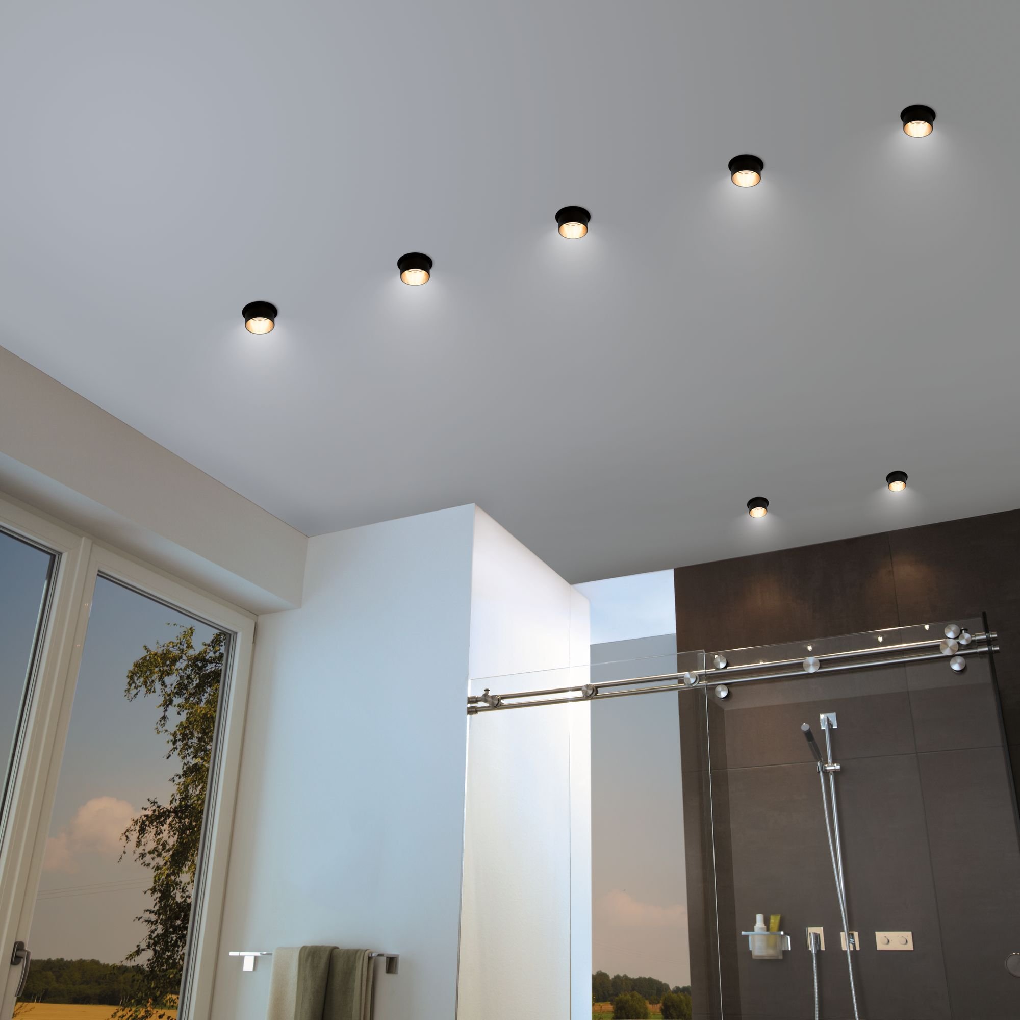 P 93379 Vestavné svítidlo LED Gil 6W černá mat zlatá IP44 2.700K 3-krokové-stmívatelné - PAULMANN (obrázek 4)