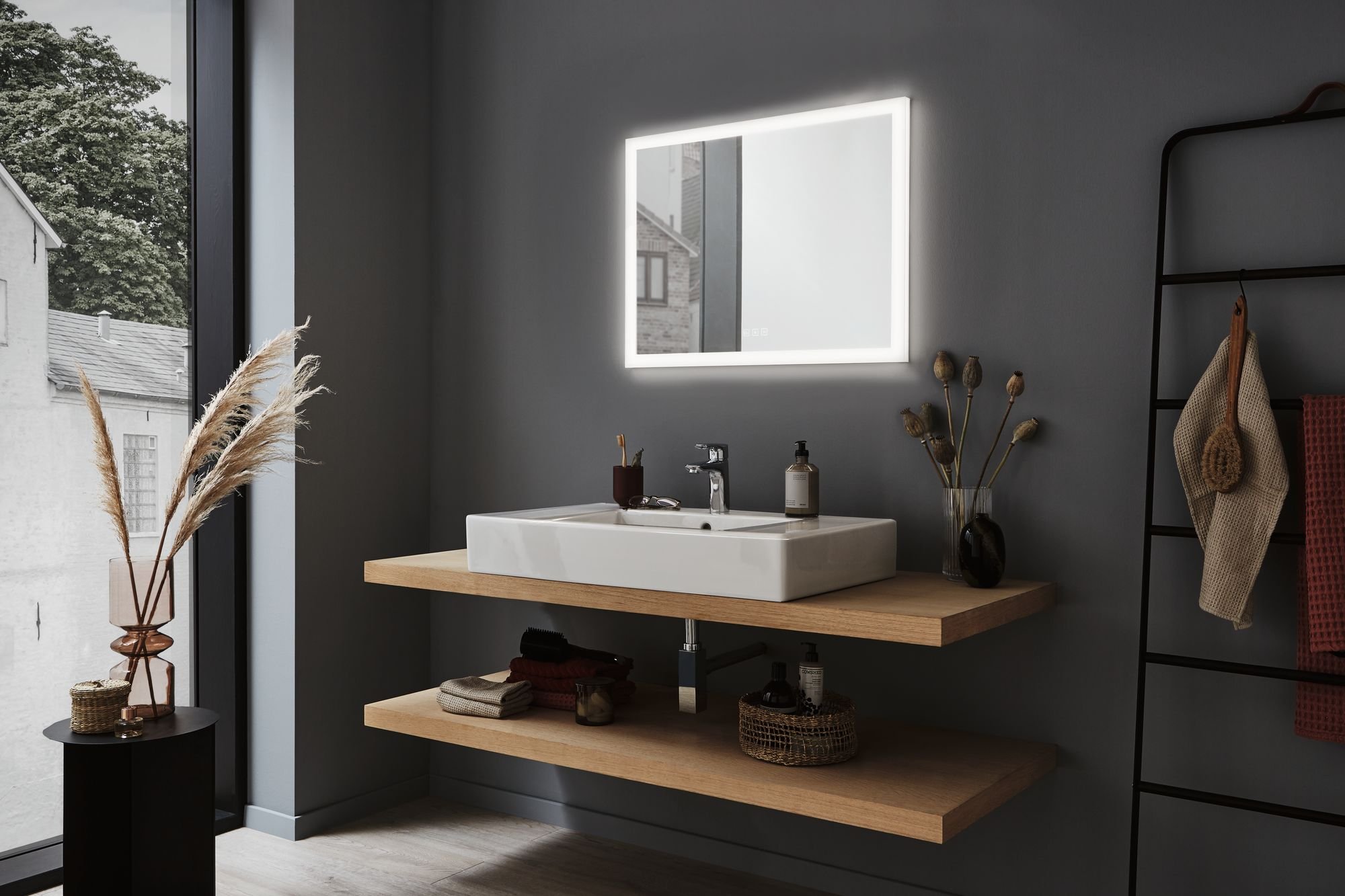 P 93013 HomeSpa LED zrcadlo s osvětlením Mirra hranaté vyhřívané IP44 80x60 cm 22W WhiteSwitch - PAULMANN (obrázek 4)