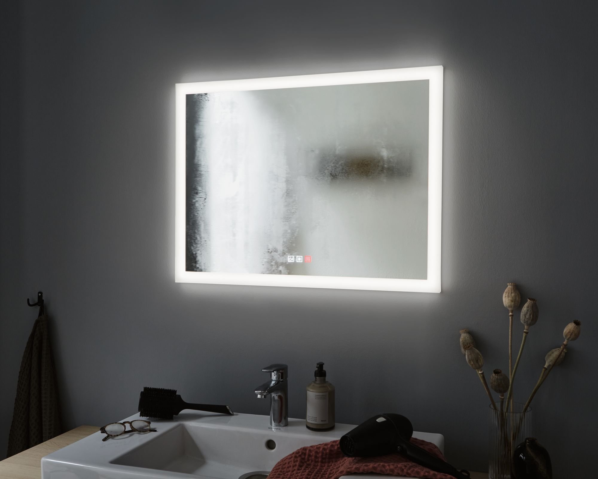 P 93013 HomeSpa LED zrcadlo s osvětlením Mirra hranaté vyhřívané IP44 80x60 cm 22W WhiteSwitch - PAULMANN (obrázek 8)