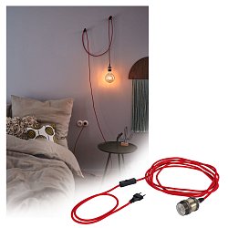 Obrázek pro produkt Závěsné svítidlo Neordic Eldar vč. zástrčky E27 max. 1x20W červená/leštěná - PAULMANN