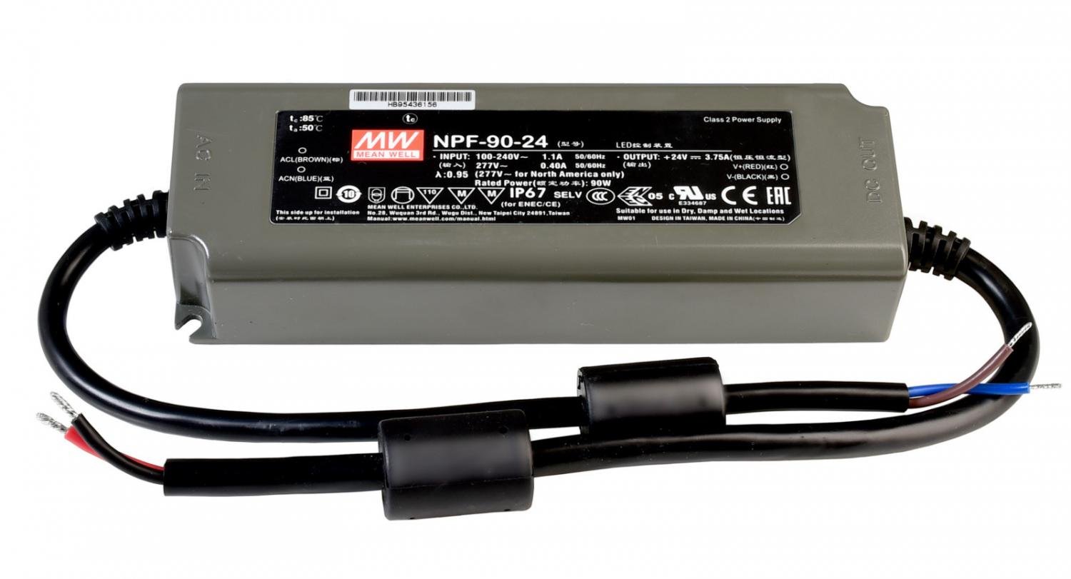 IMPR 872103 Meanwell napájení CV, NPF-90-24 konstantní napětí 0-3750 mA IP67 24V DC 90,00 W - LIGHT IMPRESSIONS