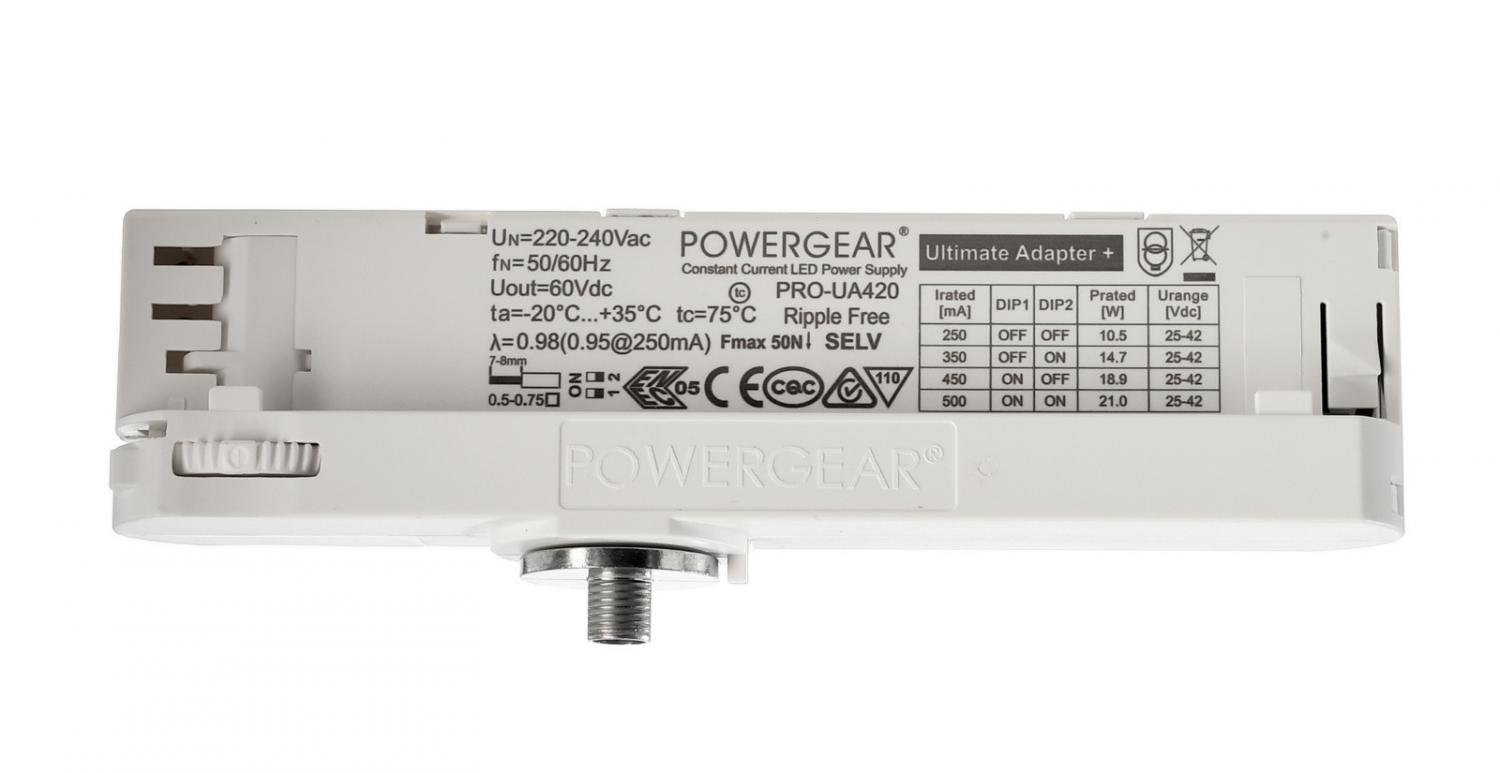 IMPR 862180 Deko-Light napájení Multi CC, PRO-UA420-W kolejnicový systém 3-fázový 230V konstantní proud 250/350/450/500 mA IP20 25-42V DC 6,30-21,00 W (obrázek 2)
