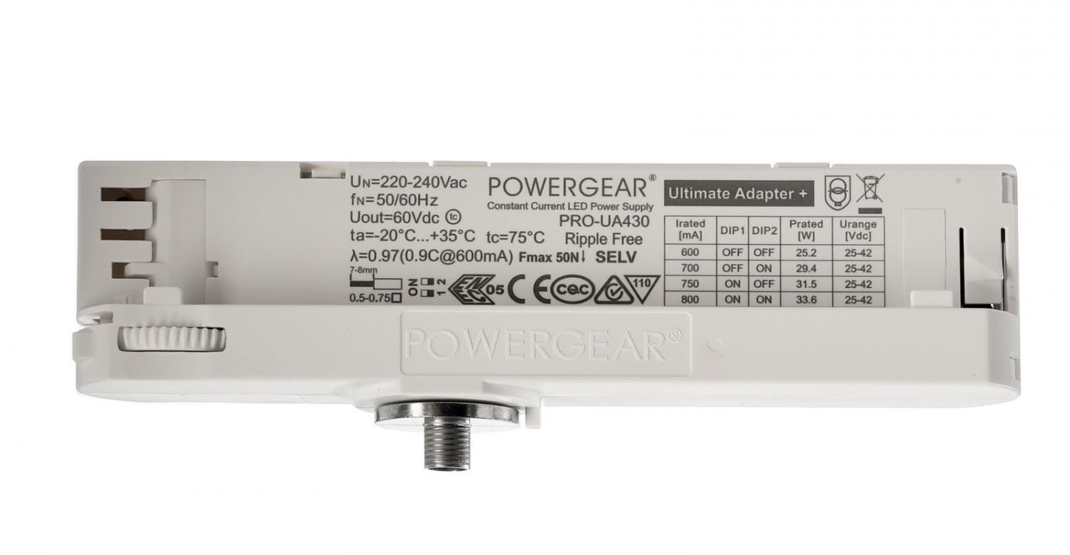 IMPR 862181 Deko-Light napájení Multi CC, PRO-UA430-W kolejnicový systém 3-fázový 230V konstantní proud 600/700/750/800 mA IP20 25-42V DC 15,00-33,60 W (obrázek 2)