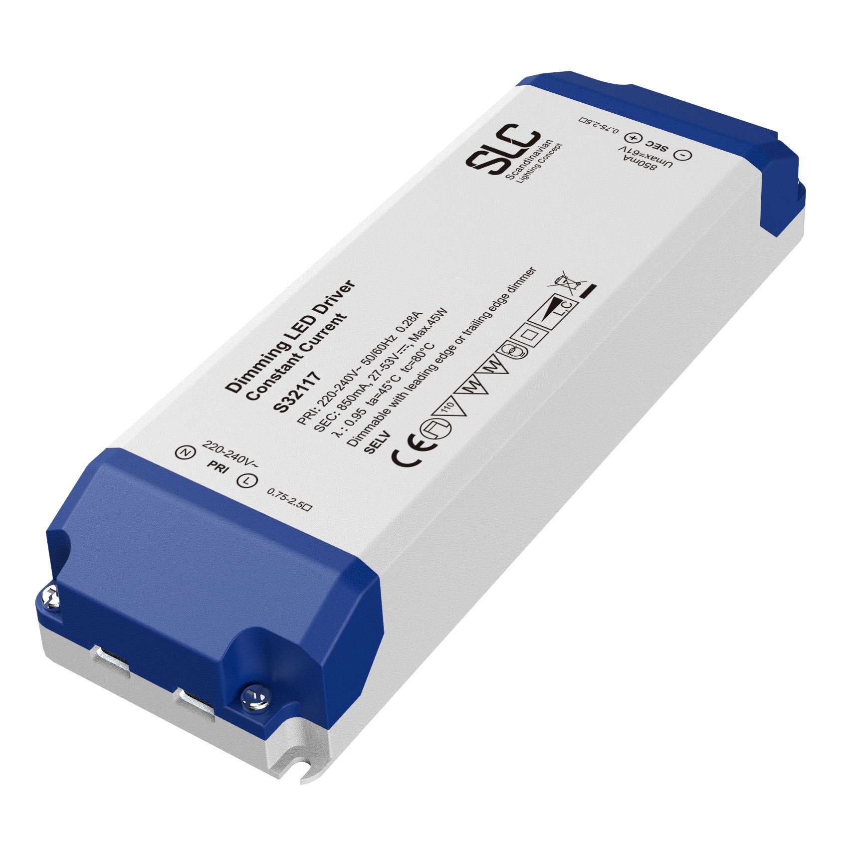 SLC S32117 SLC LED-driver CC 850mA 45W 27-53VDC Trailing Edge - TLG