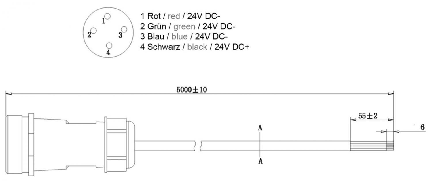 IMPR 940035 Deko-Light Weipu HQ 12/24/48V přívodní kabel 4-pólový kabelový systém5000 mm (obrázek 2)