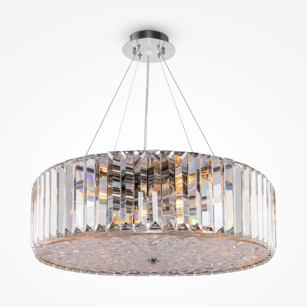 M MOD080CL-08CH Závěsné svítidlo Recinto E27 8x60W průhledné křišťál chrom kov - MAYTONI