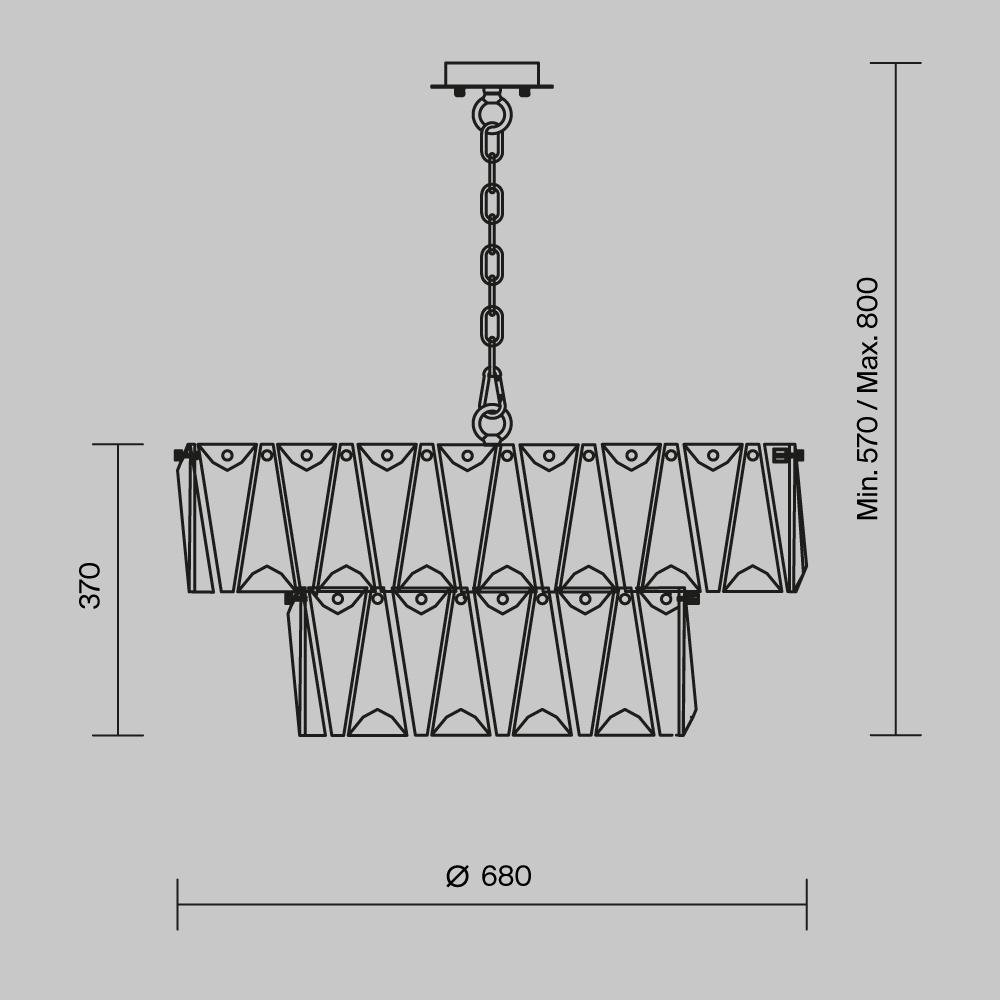 M MOD043PL-12G Závěsné svítidlo Puntes E14 12x40W zlatá kov křišťálový efekt - MAYTONI (obrázek 5)