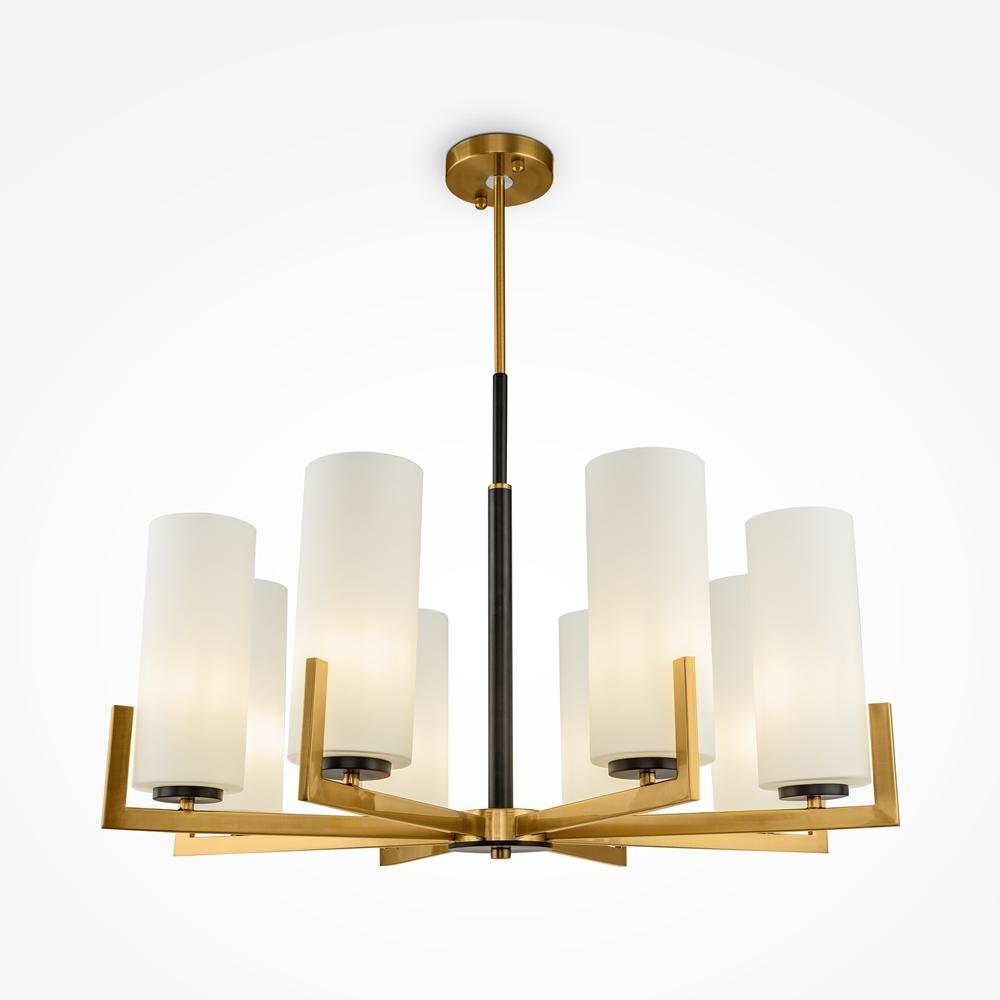 M MOD089PL-08BS Lustr Fortano 8xE27 40W bílá/mosaz kov/sklo designový - MAYTONI