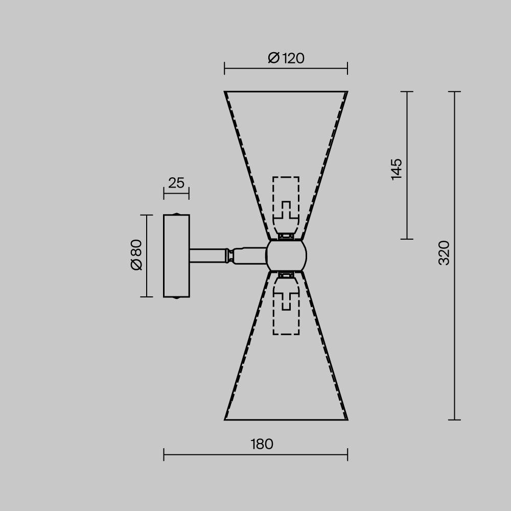 M MOD108WL-02GB Nástěnné svítidlo Vesper 2x40W E14 černý kov - MAYTONI (obrázek 6)