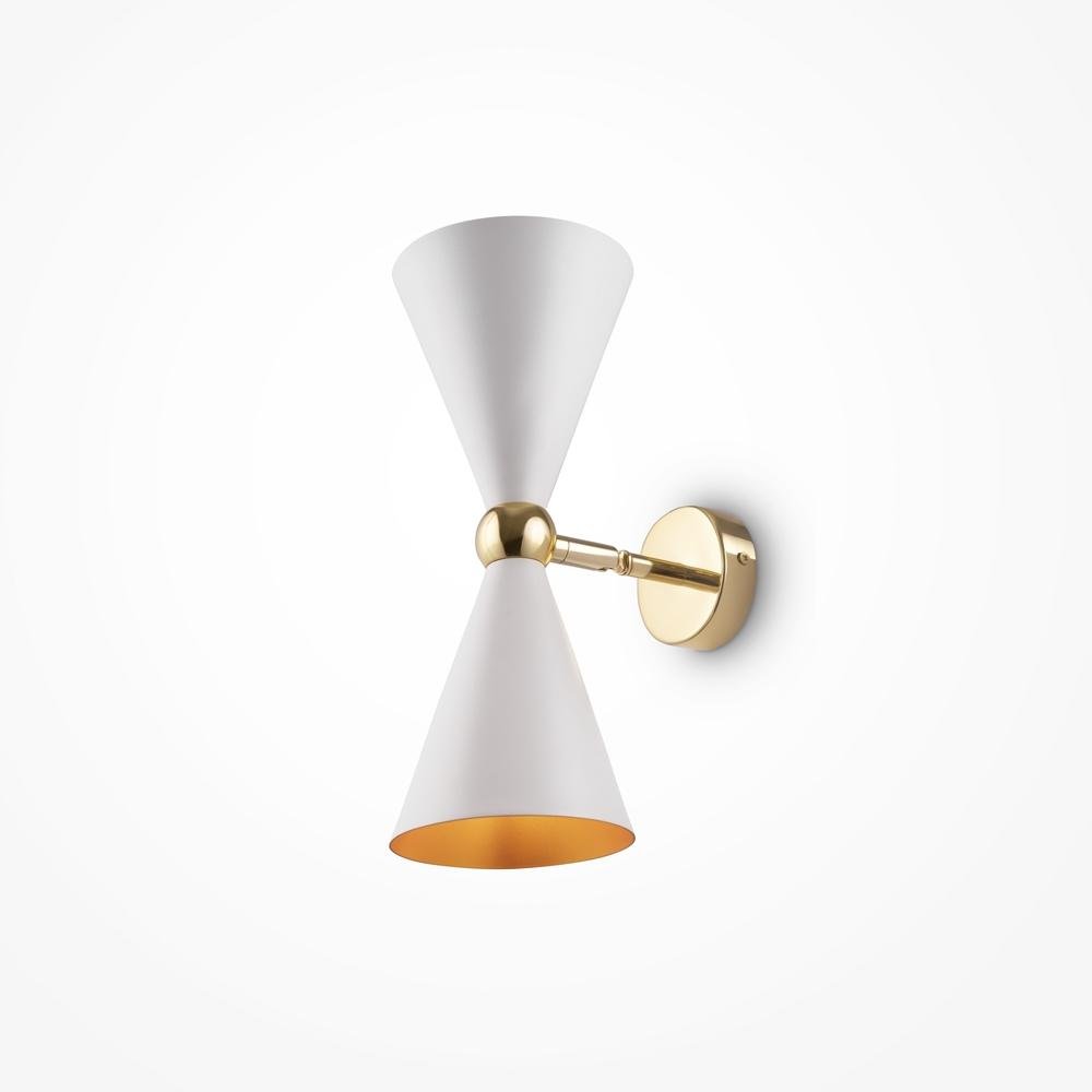 M MOD108WL-02WG Nástěnné svítidlo Vesper 2x40W bílá/zlatá kov designové - MAYTONI