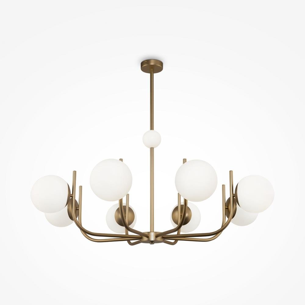 M MOD109PL-08BS Závěsné svítidlo Rendez-vous 8xE14 320W bílá mosaz kov sklo - MAYTONI