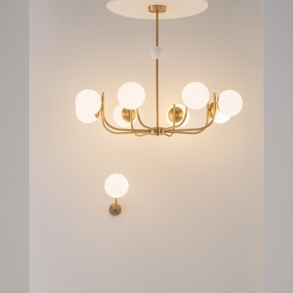 M MOD109PL-08BS Závěsné svítidlo Rendez-vous 8xE14 320W bílá mosaz kov sklo - MAYTONI (obrázek 5)