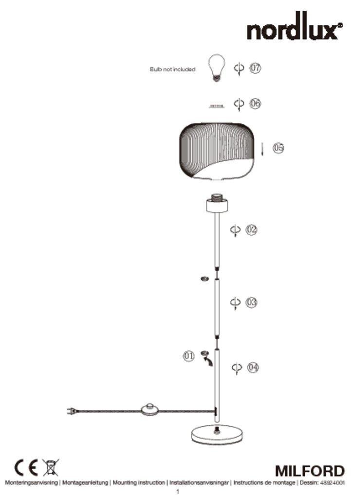 NOR 48924001 Stojací lampa Milford 40W E27 bílá opál - NORDLUX (obrázek 6)
