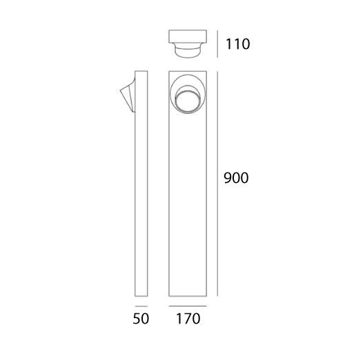 AR T081110 Ciclope stojací lampa 90 Monolaterale rez - ARTEMIDE (obrázek 5)